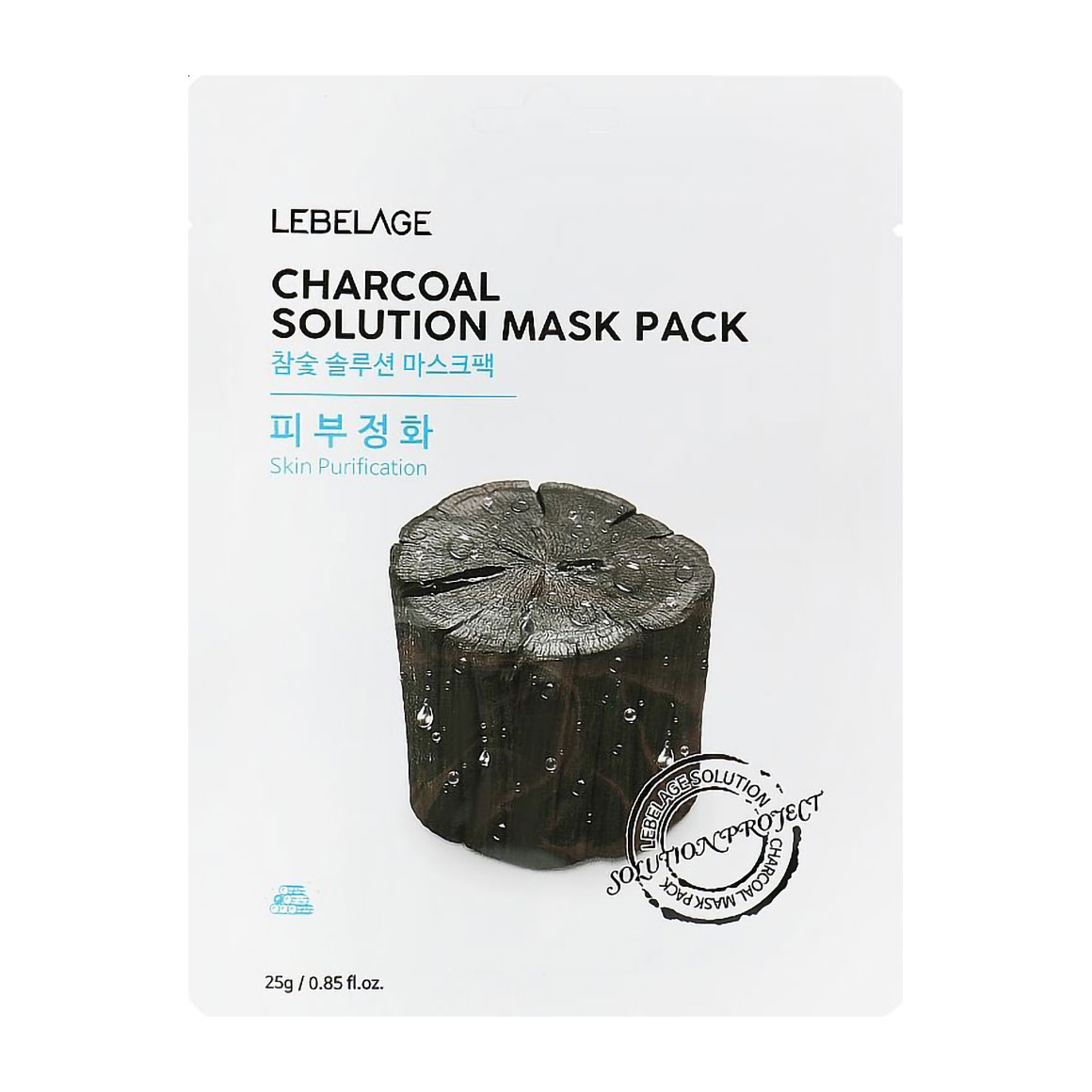 Тканинна маска для обличчя Lebelage Charcoal Solution з вугіллям, 25 г